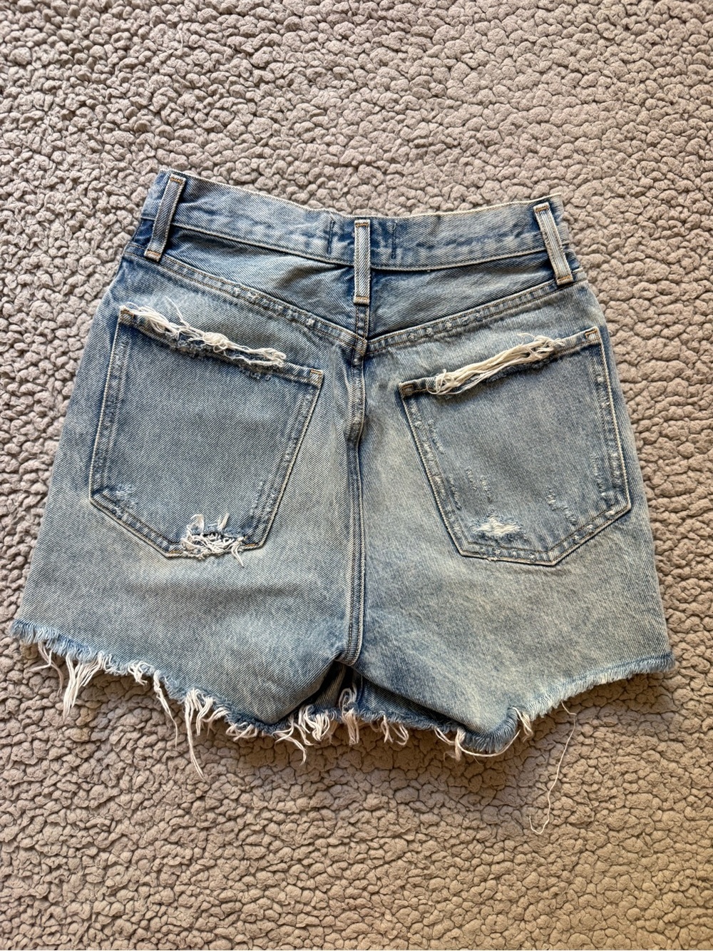 Agolde High-Rise Distressed Denim Shorts - Light Blue - Picture 3 of 4